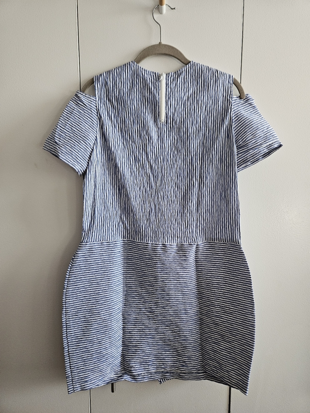 Rare Flagpole Size M Blue Striped One-Shoulder Cold-Shoulder Dress - Picture 2 of 7
